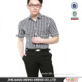 mens trendy black and white checker short sleeve casual shirts